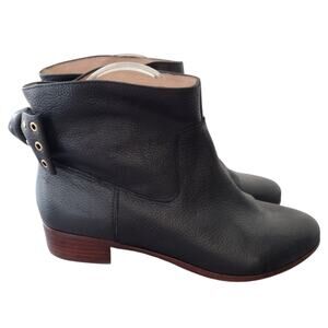 Kate Spade Prospect Too Black Pebble Leather Grommet Bow Ankle Boots Women 7M